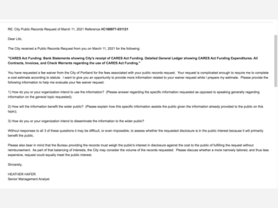 Portland Public Records' Request Generates 'Questionnaire', which Violates State Law